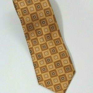 Enro Platinum Gold Block Silk Tie 3.5 in x 60 in G